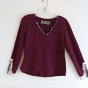 Anthropologie Little Yellow Button Top w/ Crochet